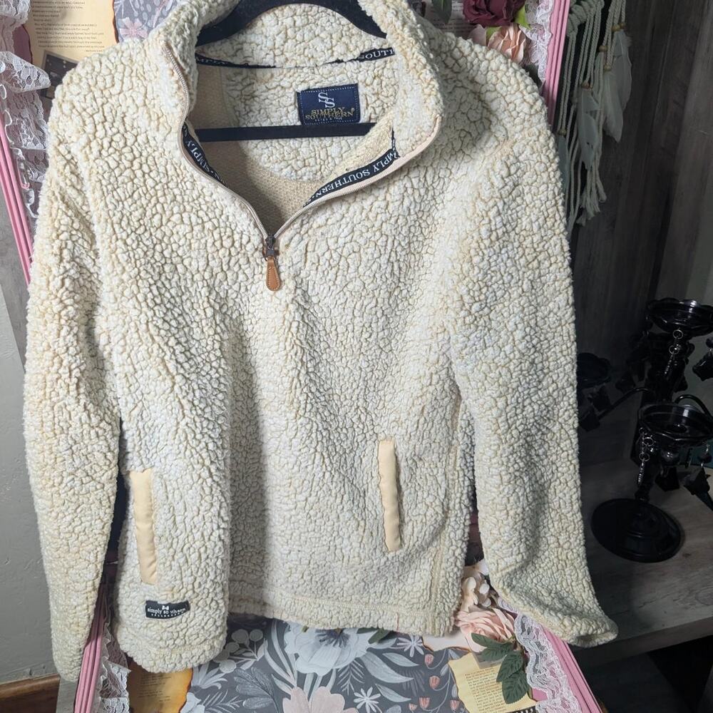 Simply Southern cream sherpa quarter pullover